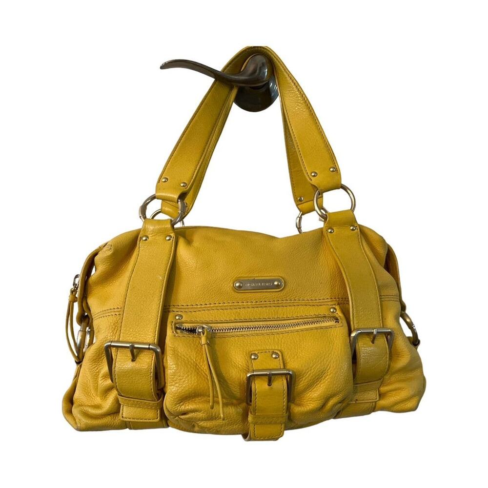 Michael Kors CANARY YELOW LEATHER Buckle Satchel Messenger Bag